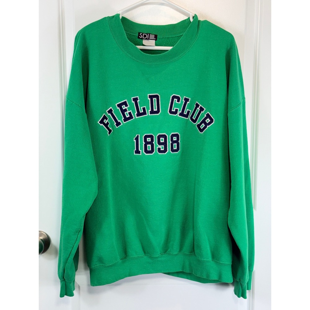 VINTAGE‎ Field Club 1898 Green Crewneck Sweatshirt Embroidered Women's XL VTG